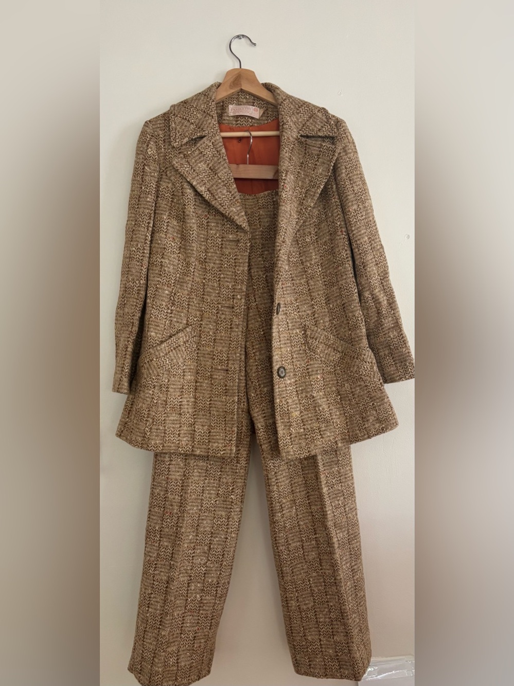 Vintage 1970s Pendleton Wool Suit 2pc Blazer Pants Brown Tweed size Small Vtg 14 - Picture 7 of 15